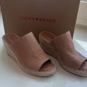 Lucky Brand Brown Wedge Mules